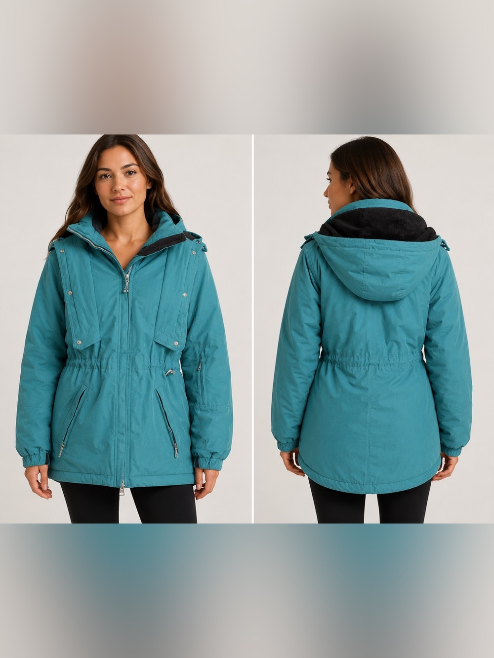Rawik Skiwear vintage teal green snow ski jacket insulted hooded size L Large